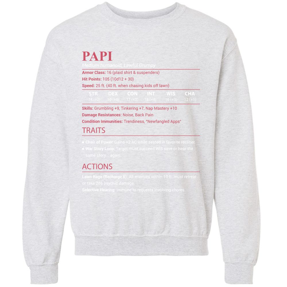 Papi Stats Classic Unisex Sweatshirt - Ash - 16
