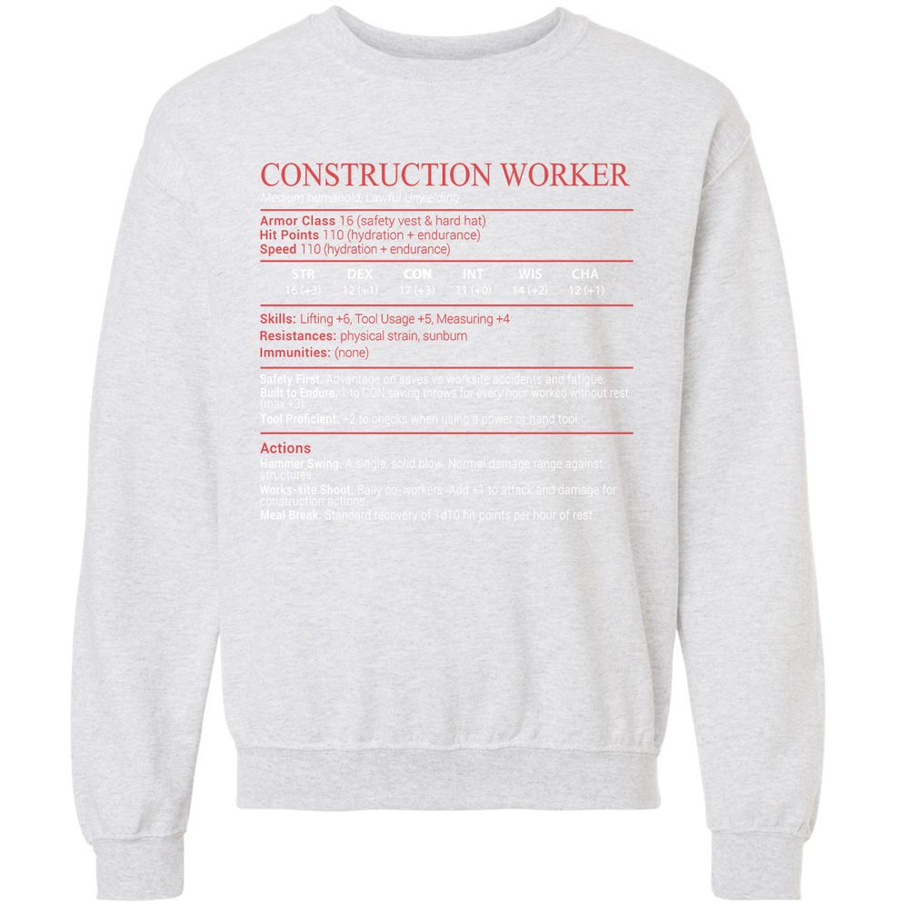 Construction Worker Stats Block - Ash - 16