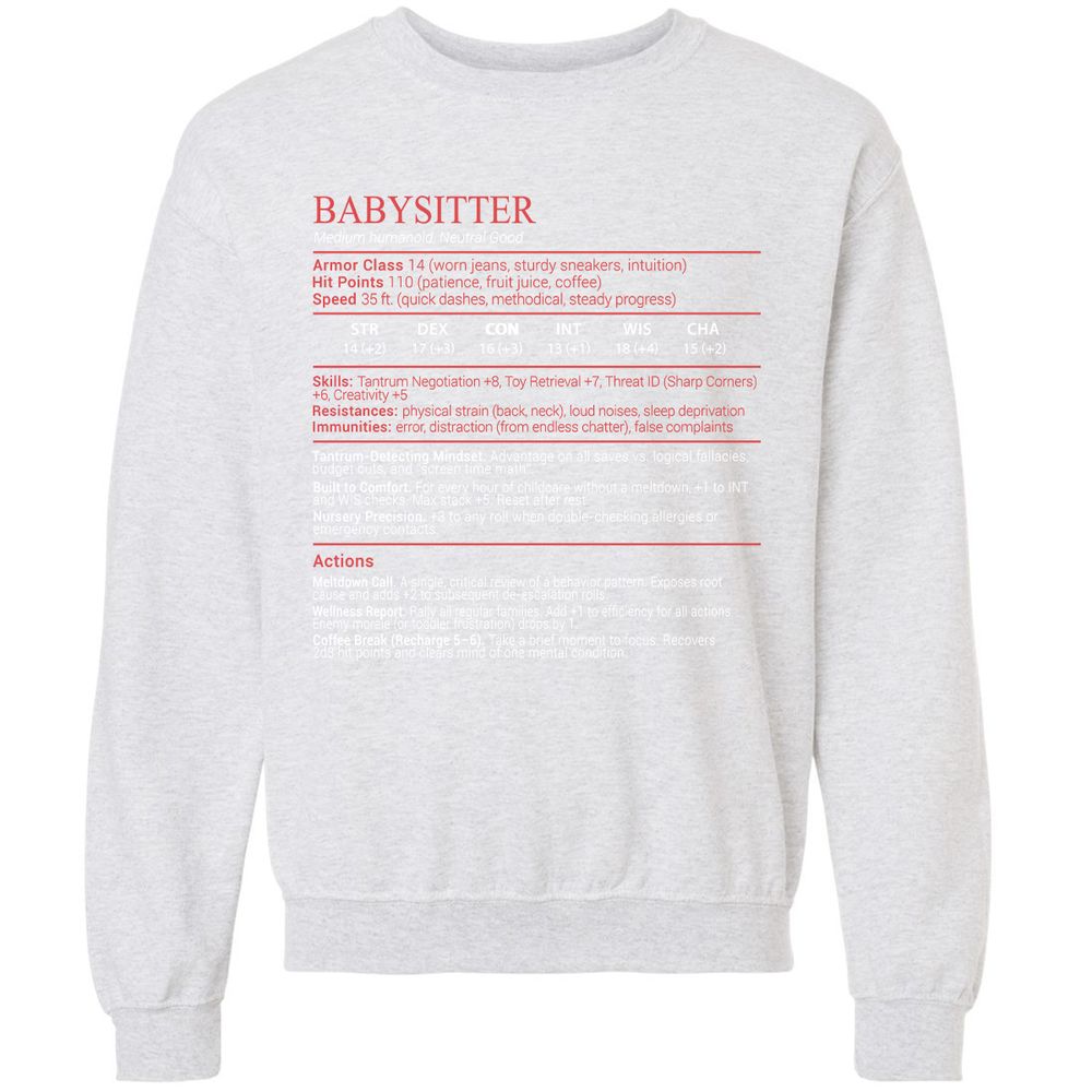 Baby Sitter Stats Block - Ash - 16