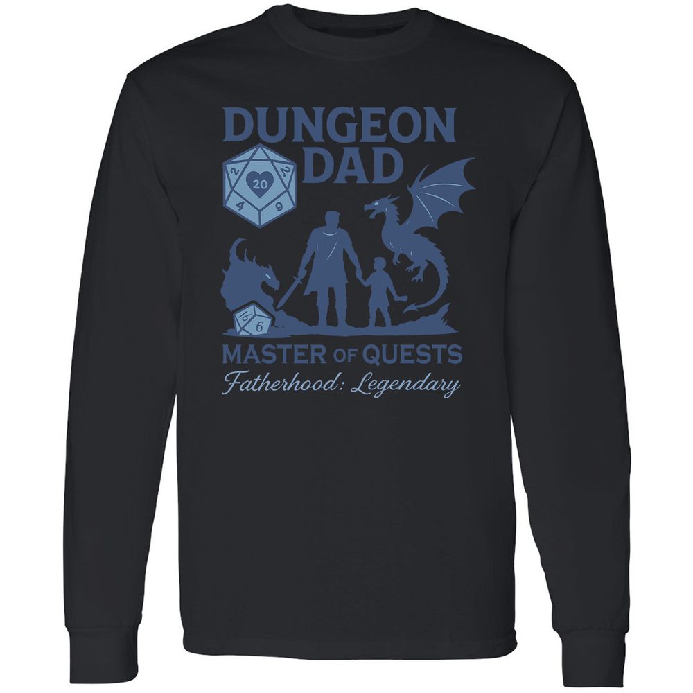 Dungeon Dad Master Of Quests Long Sleeve T-Shirt - Black - 16
