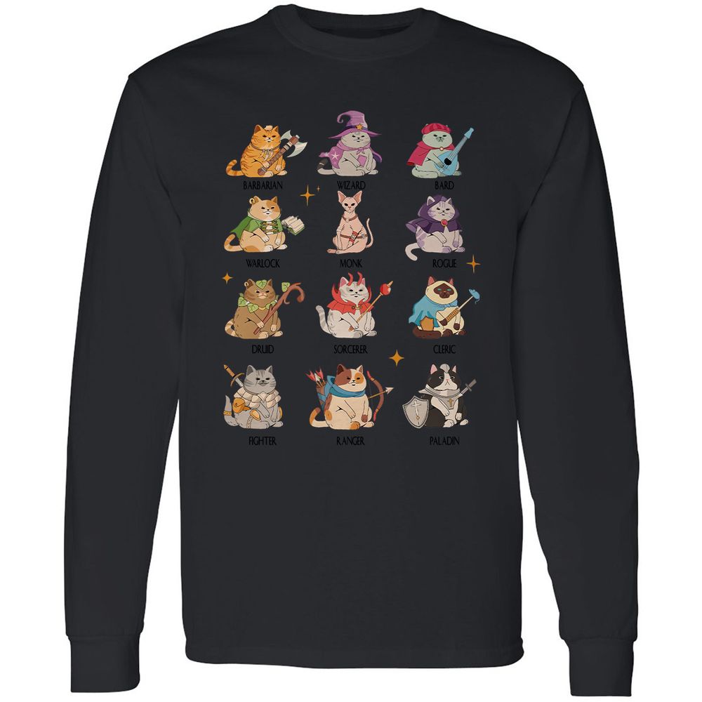 Dungeons And Cats Long Sleeve T-Shirt - Black - 16