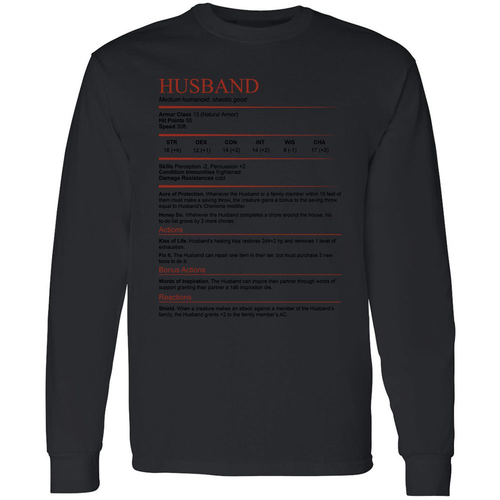Husband White Long Sleeve T-Shirt - Black - 16