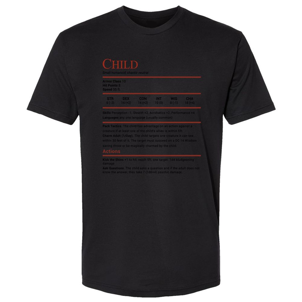 Child Stats Premium Unisex T-Shirt - Black - 16