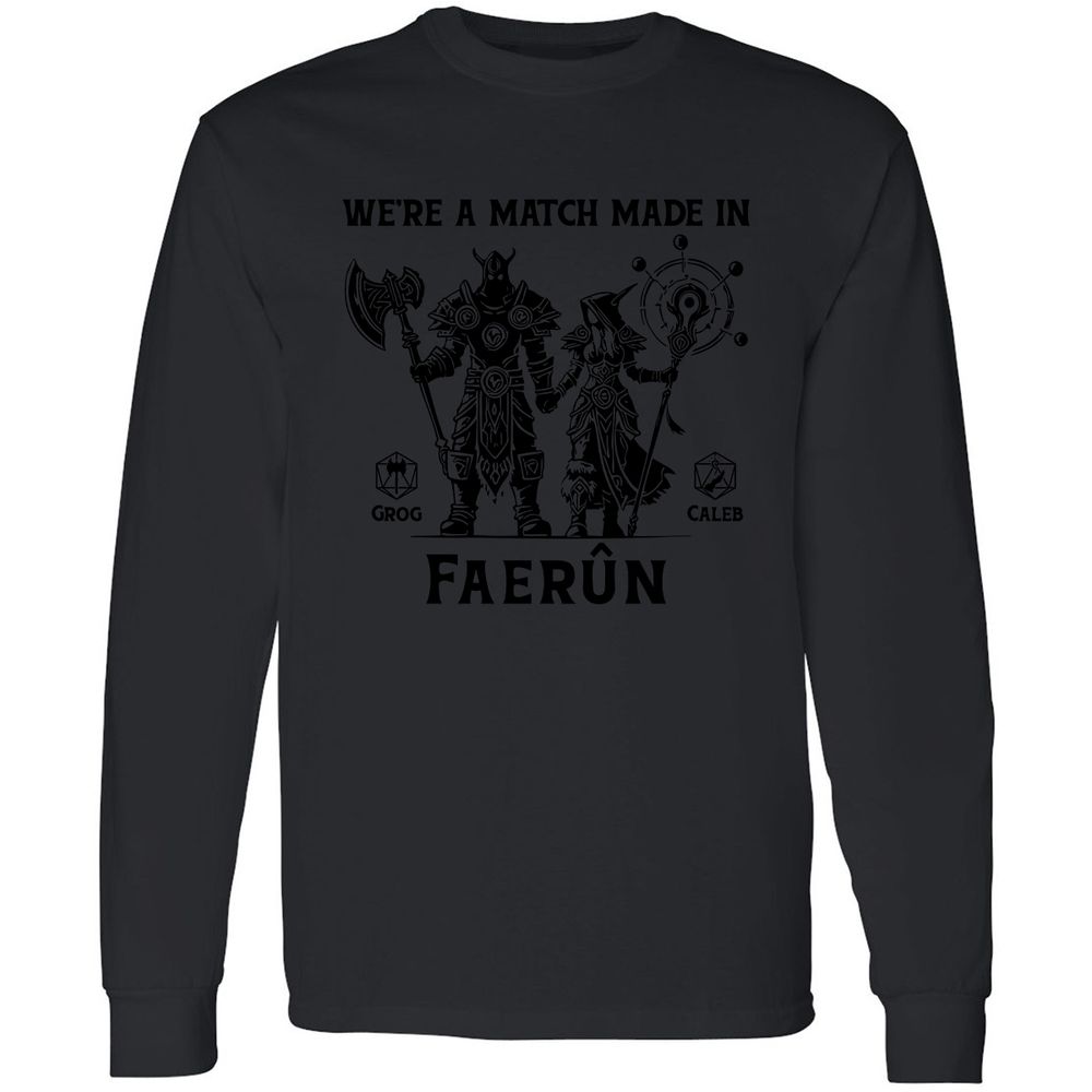 Custom DnD Class Couple Long Sleeve T-Shirt - Black - 16