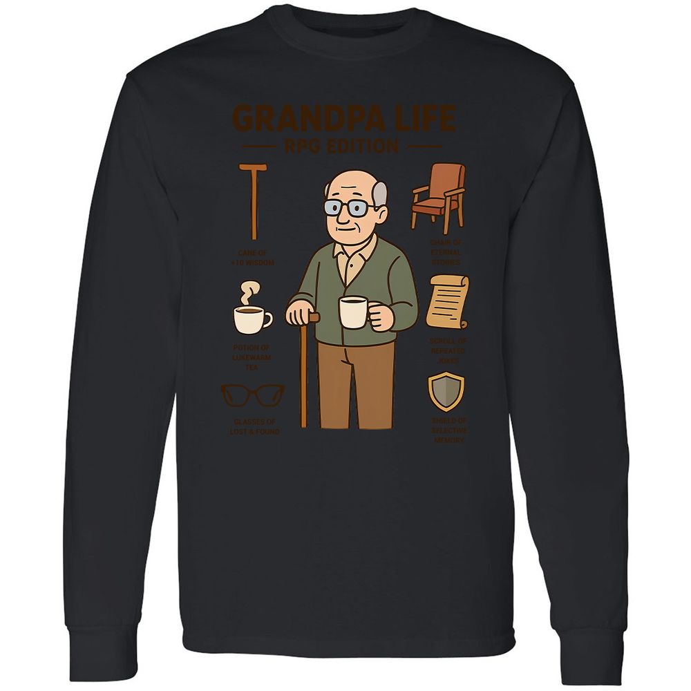 Grandpa Life RPG Edition Long Sleeve T-Shirt - Black - 16