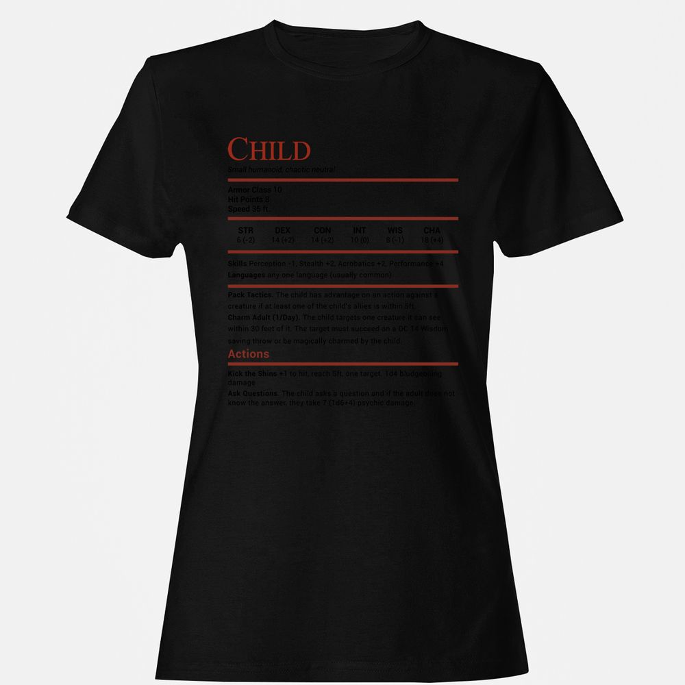 Child Stats Women's T-Shirt - Black - 16