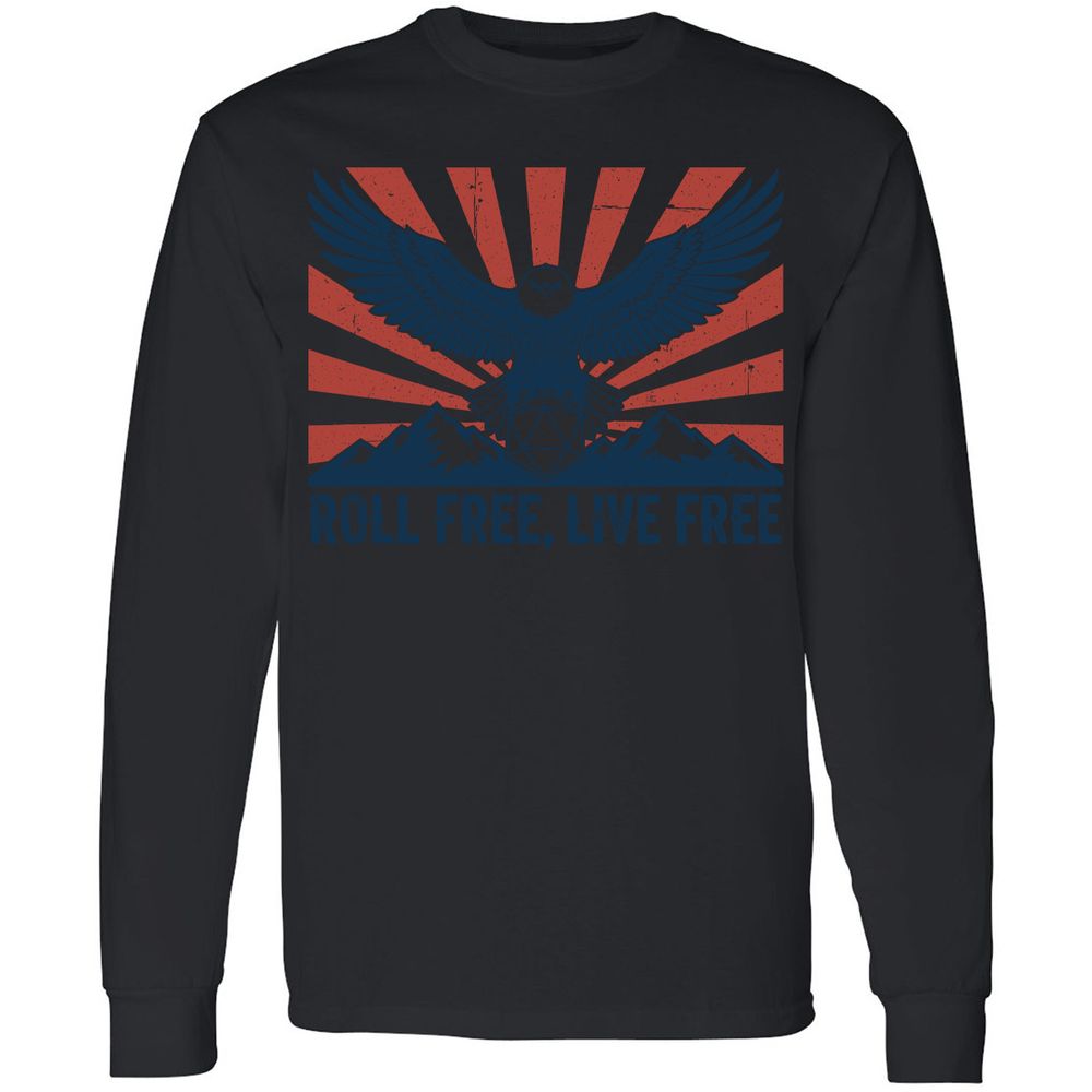 Roll Free, Live Free Long Sleeve T-Shirt - Black - 16