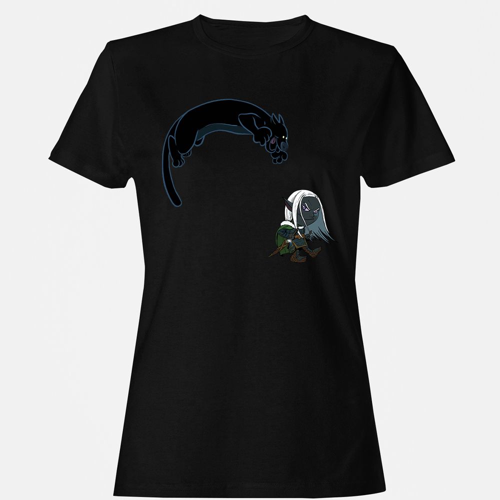 Drizzt And Guenhwyvar Women's T-Shirt - Black - 16