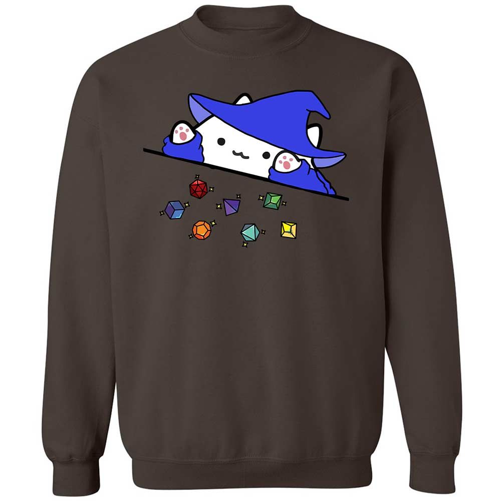 Cat Throws Dices Classic Unisex Sweatshirt - Dark Chocolate - 16