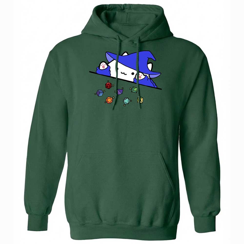 Cat Throws Dices Classic Unisex Hoodie - Forest Green - 16