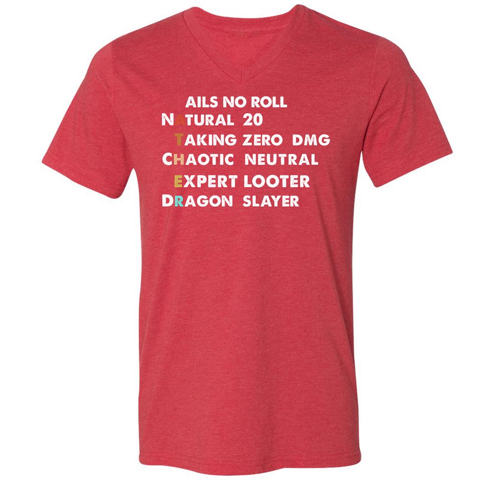 Father D&D Unisex V-Neck T-Shirt - Heather Red - 16