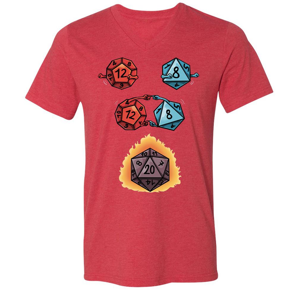 Dice Fusion RPG Unisex V-Neck T-Shirt - Heather Red - 16