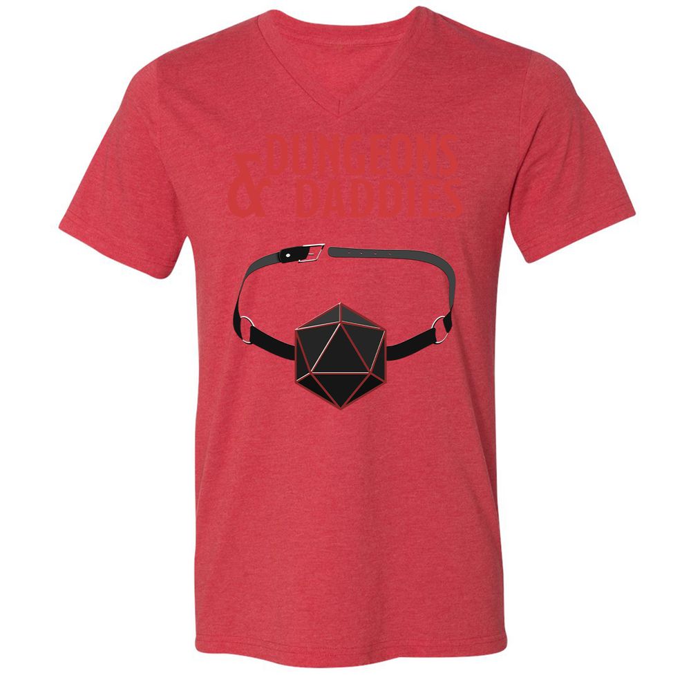 Dungeons And Daddies Unisex V-Neck T-Shirt - Heather Red - 16