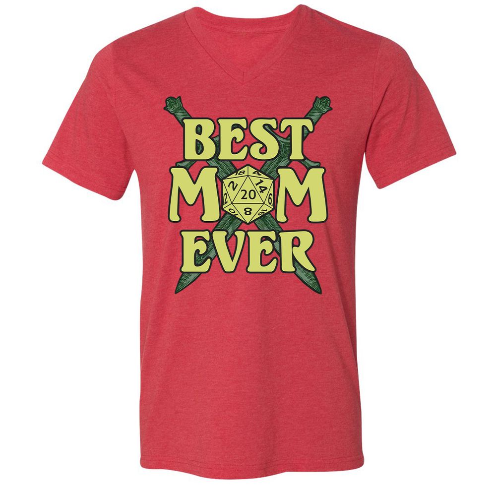 Best Mom Ever Unisex V-Neck T-Shirt - Heather Red - 16