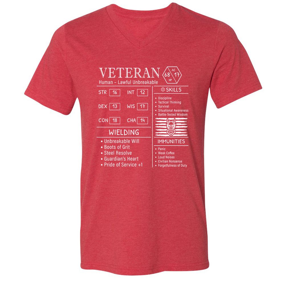 2710 veteran stats new Unisex V-Neck T-Shirt - Heather Red - 16