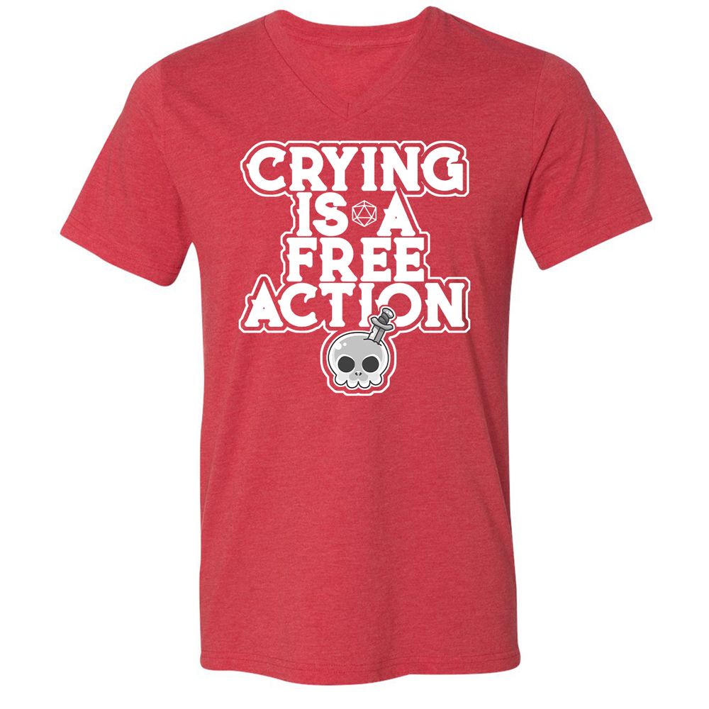 Crying Is A Free Action Unisex V-Neck T-Shirt - Heather Red - 16