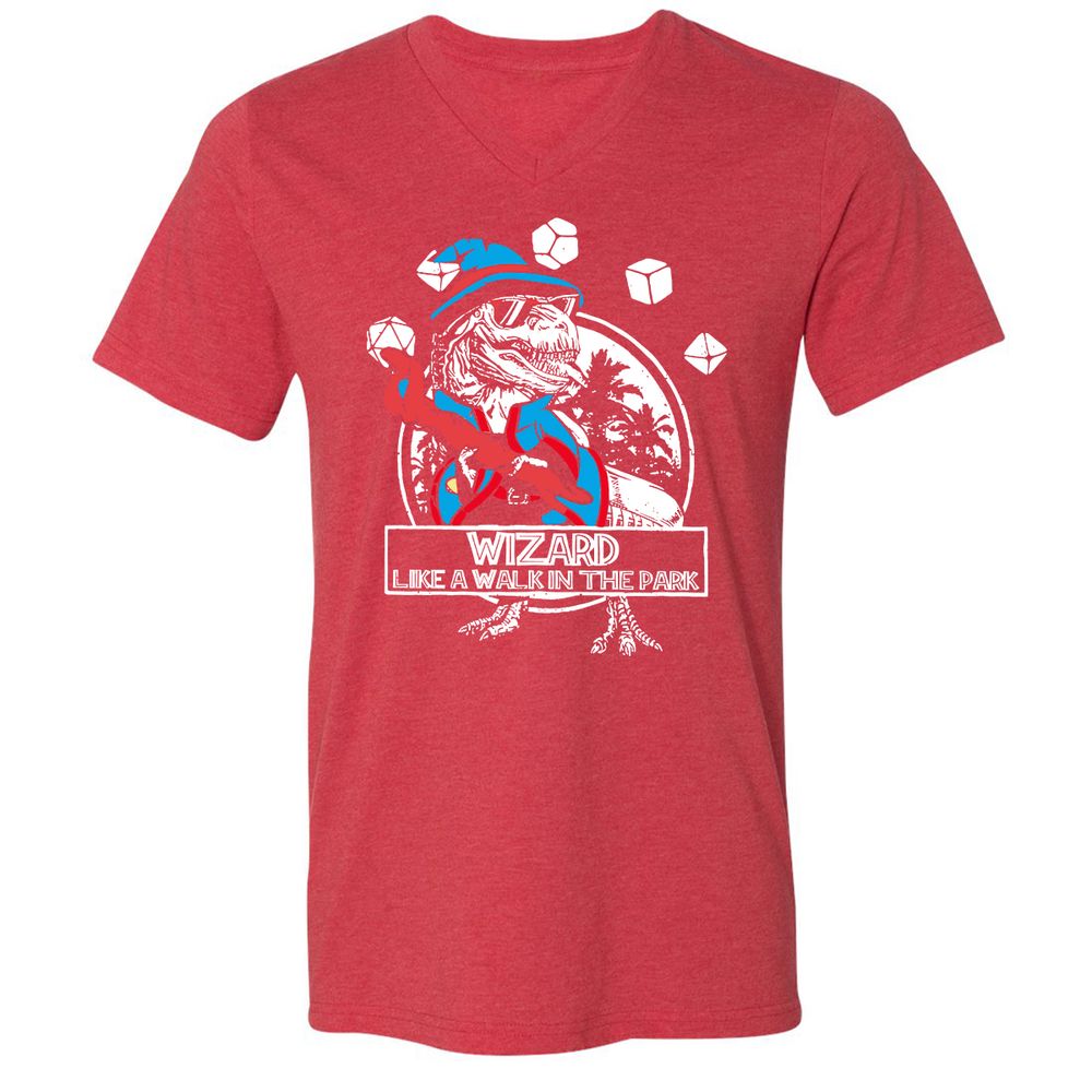 Wizard Like The Walk In The Park Unisex V-Neck T-Shirt - Heather Red - 16