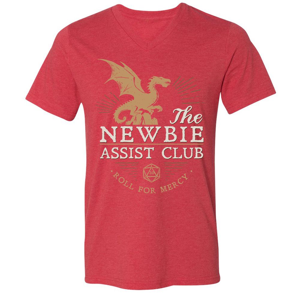 The Newbie Assist Club Unisex V-Neck T-Shirt - Heather Red - 16