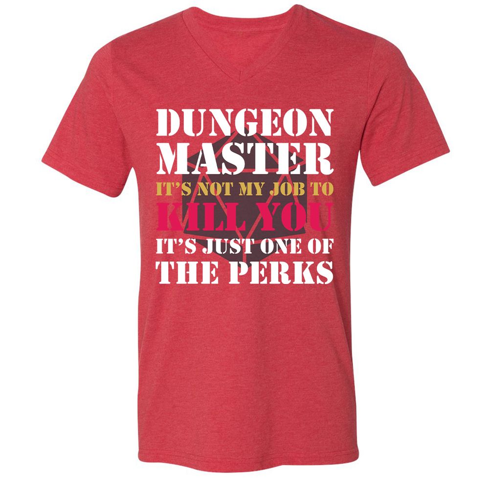 DUNGEON MASTER NOT MY JOB Unisex V-Neck T-Shirt - Heather Red - 16
