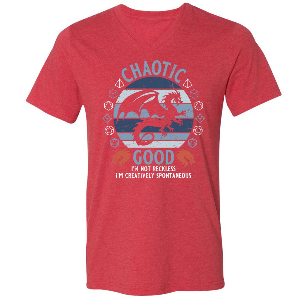 Chaotic Good 2 Unisex V-Neck T-Shirt - Heather Red - 16