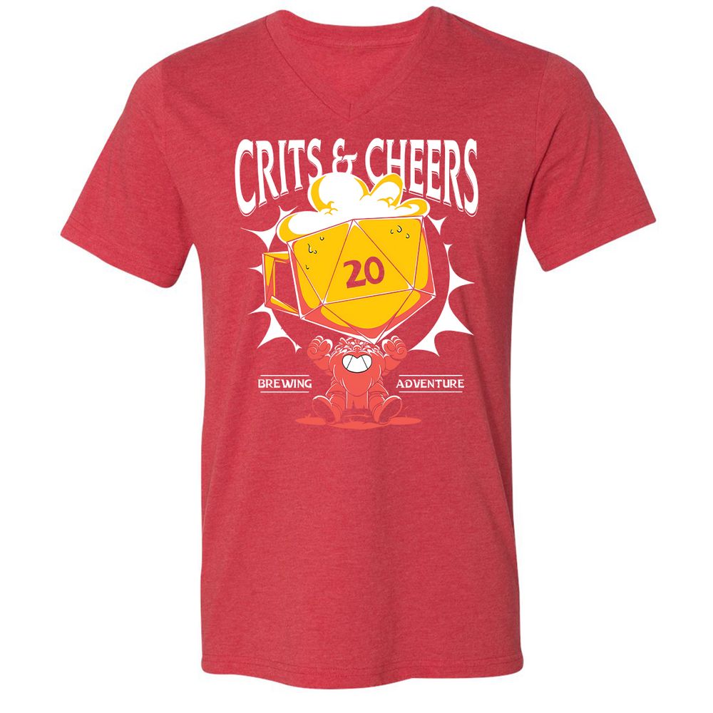 Crits & Cheers Unisex V-Neck T-Shirt - Heather Red - 16