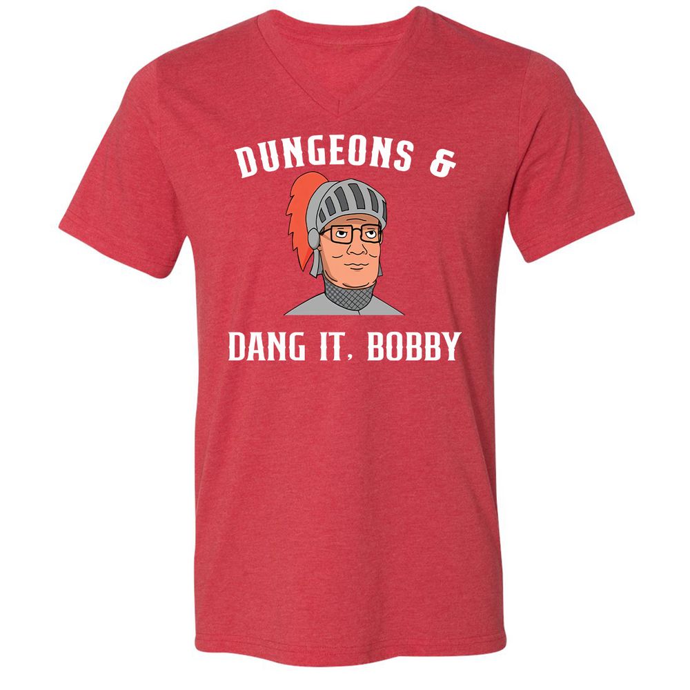 Dang It Bobby Unisex V-Neck T-Shirt - Heather Red - 16