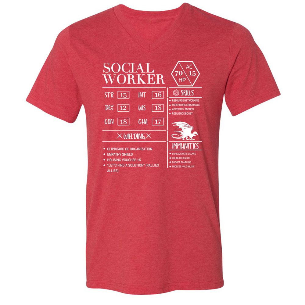 Social Worker New Unisex V-Neck T-Shirt - Heather Red - 16