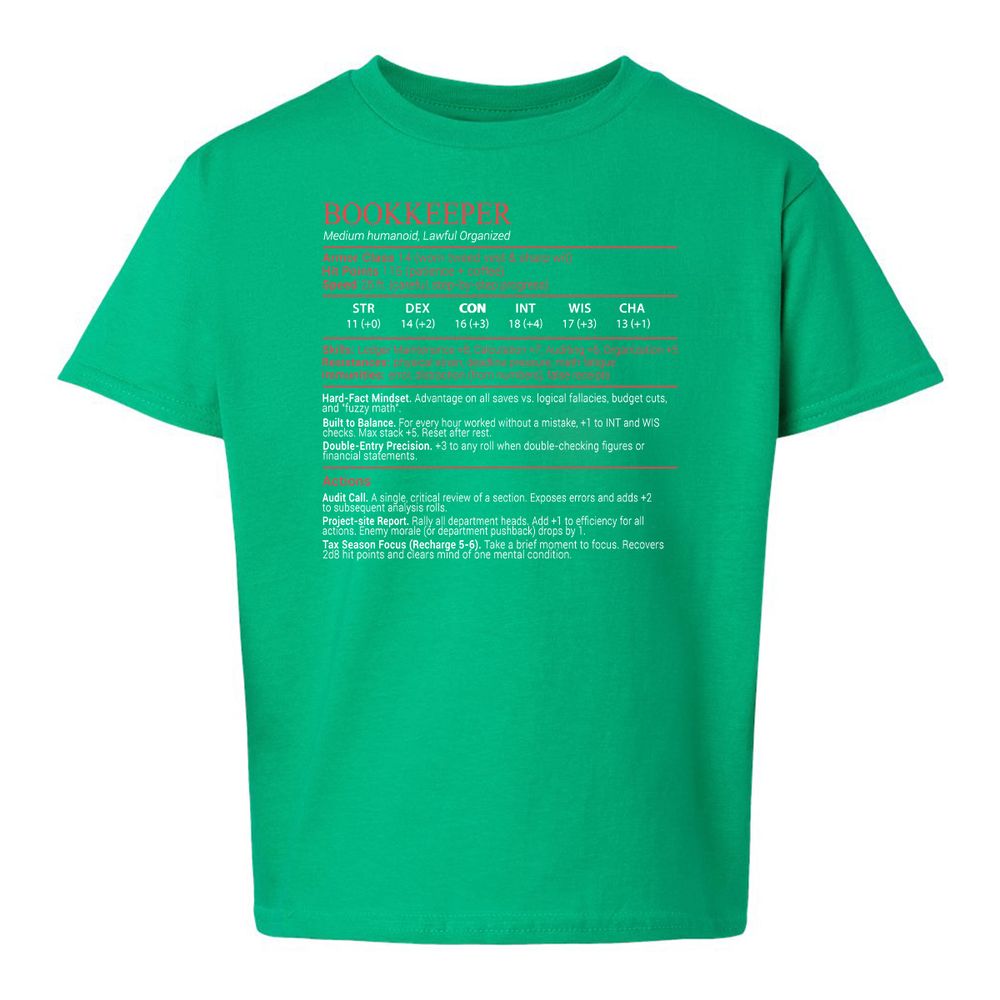 Bookkeepper Stats Block - Irish Green - 16