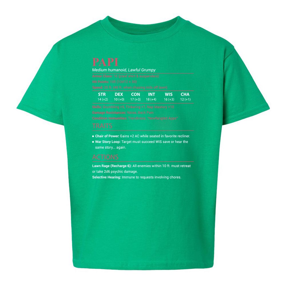 Papi Stats Kids T-Shirt - Irish Green - 16