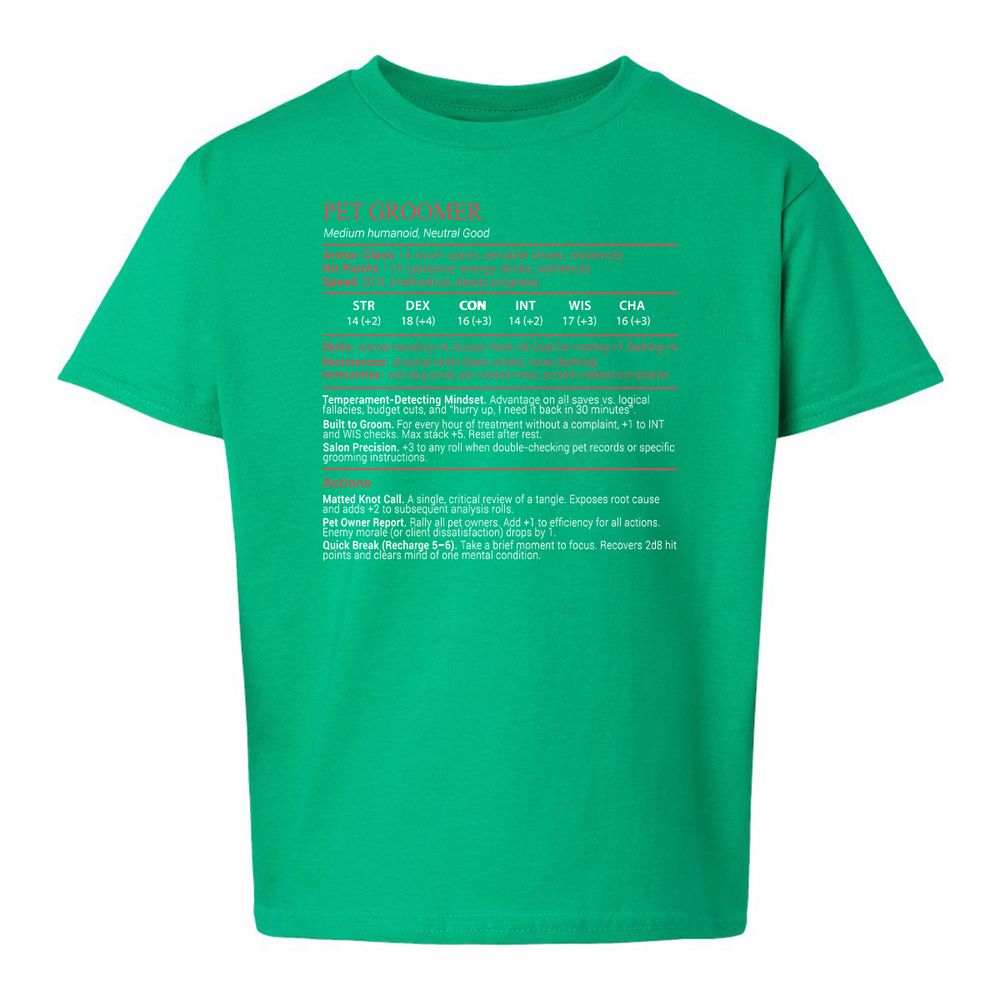 Pet Groomer Stats Block - Irish Green - 16