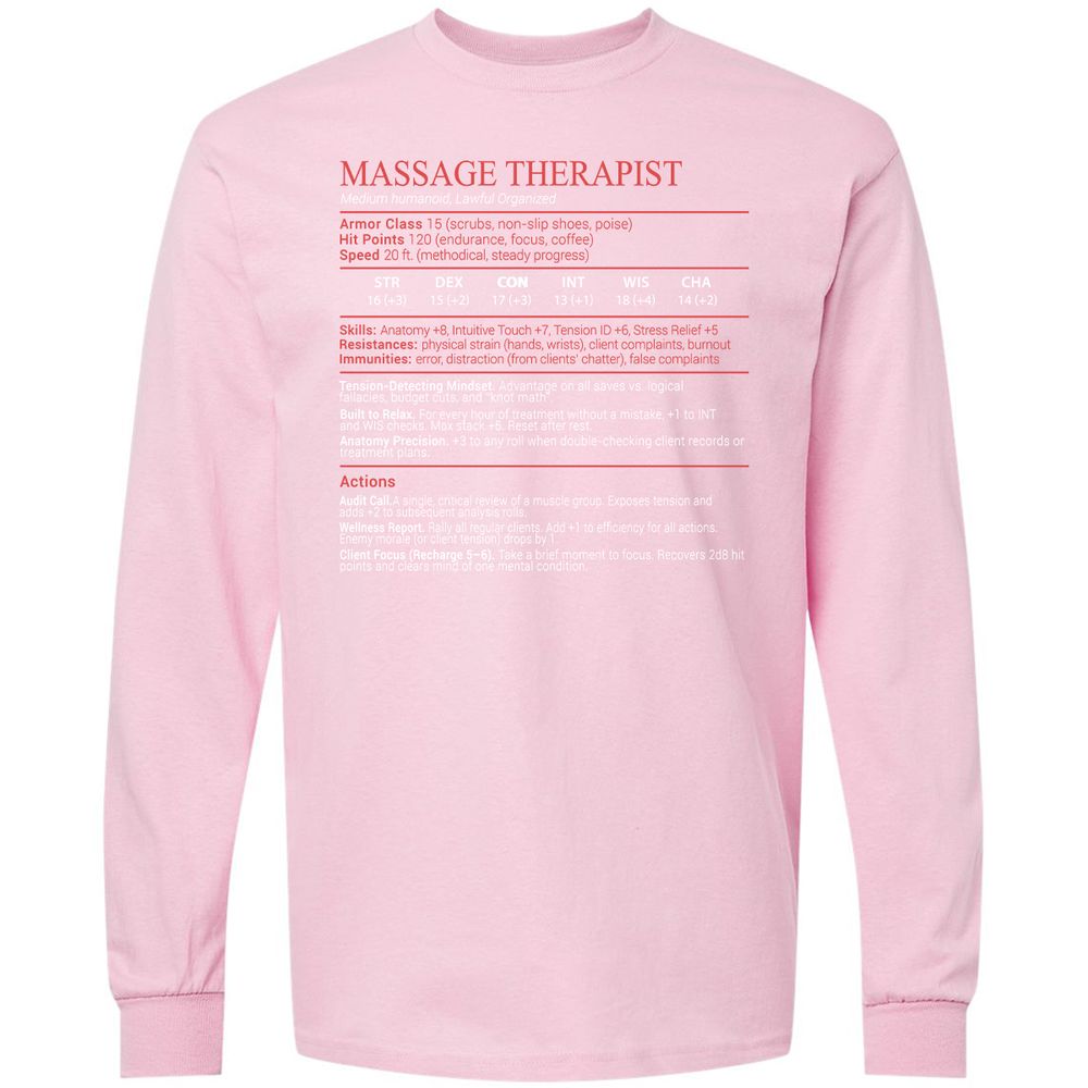 Massage Therapist Stats Block - Light Pink - 16