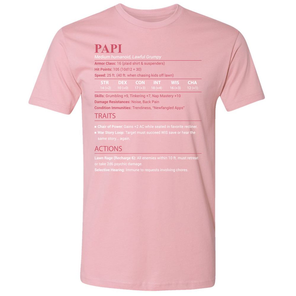 Papi Stats Premium Unisex T-Shirt - Light Pink - 16