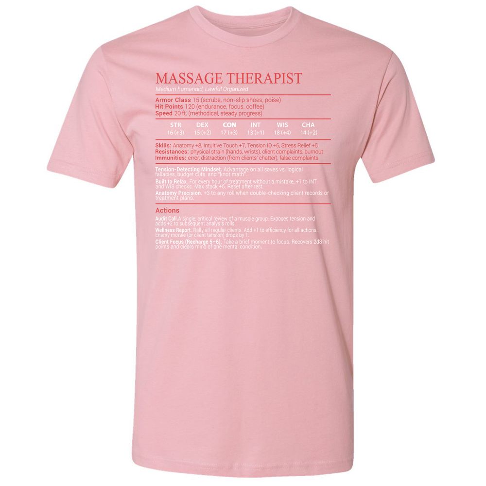 Massage Therapist Stats Block - Light Pink - 16