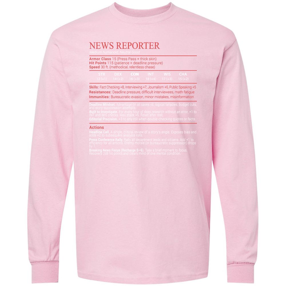 News Reporter Stats Block - Light Pink - 16