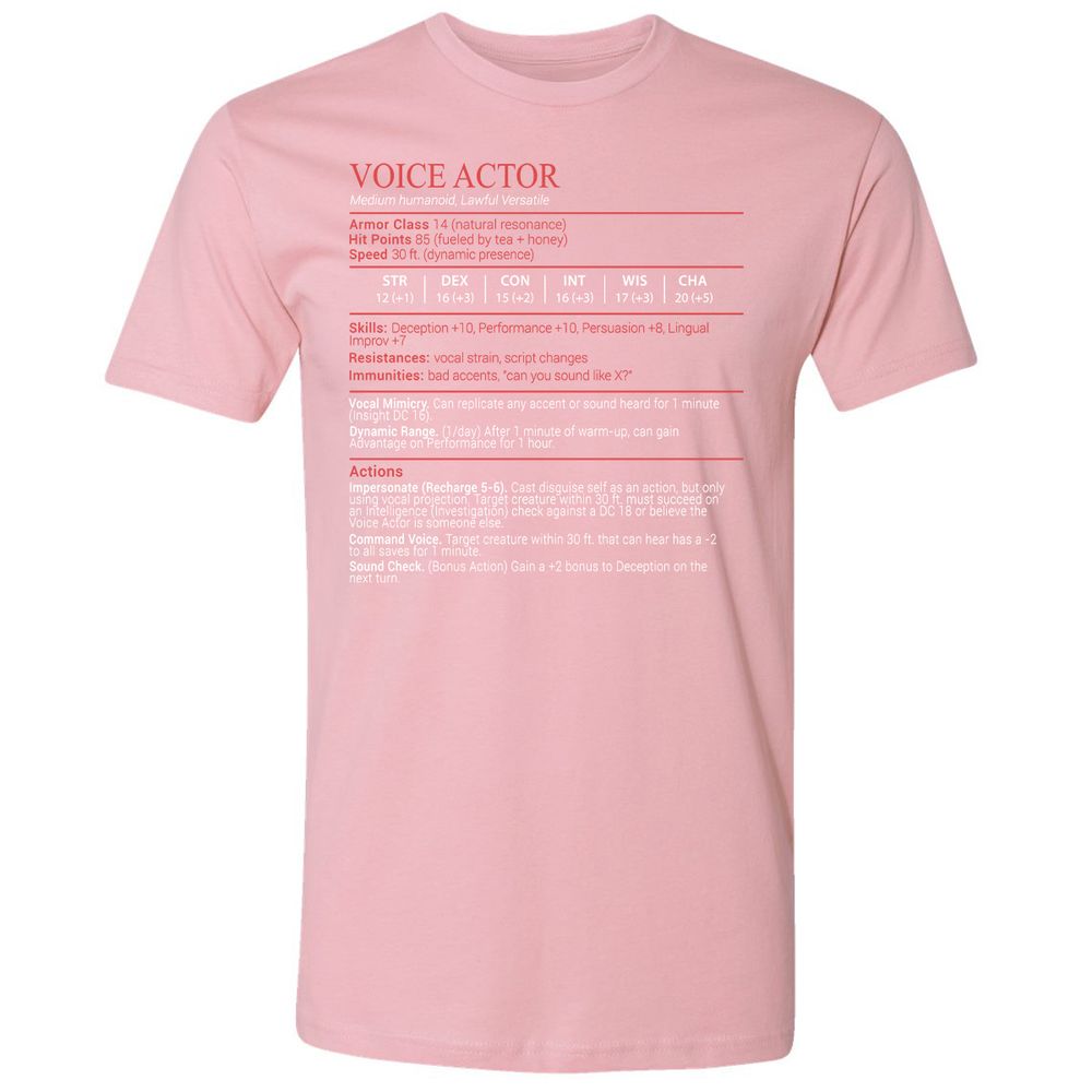 Voice Actor Stats Block - Light Pink - 16