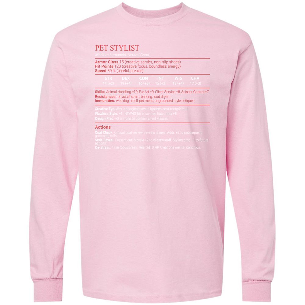 Pet Stylist Stats Block - Light Pink - 16