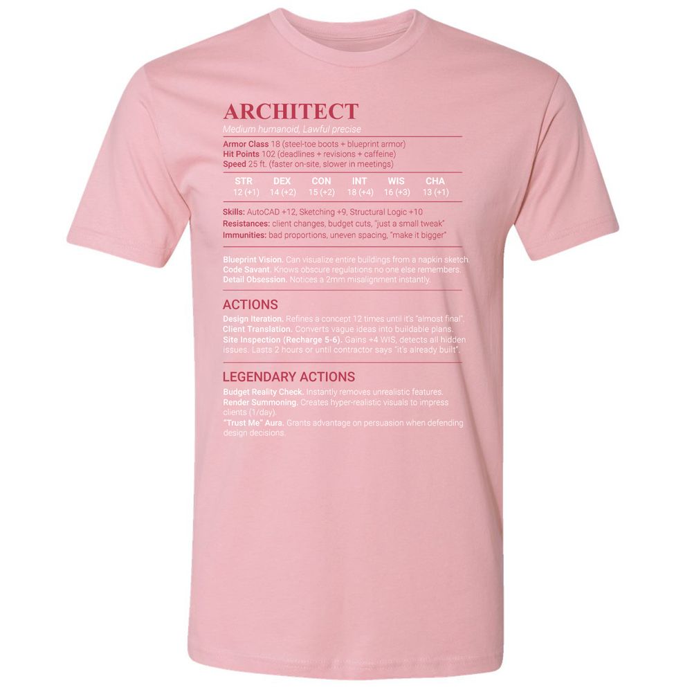 Architect Stats Premium Unisex T-Shirt - Light Pink - 16