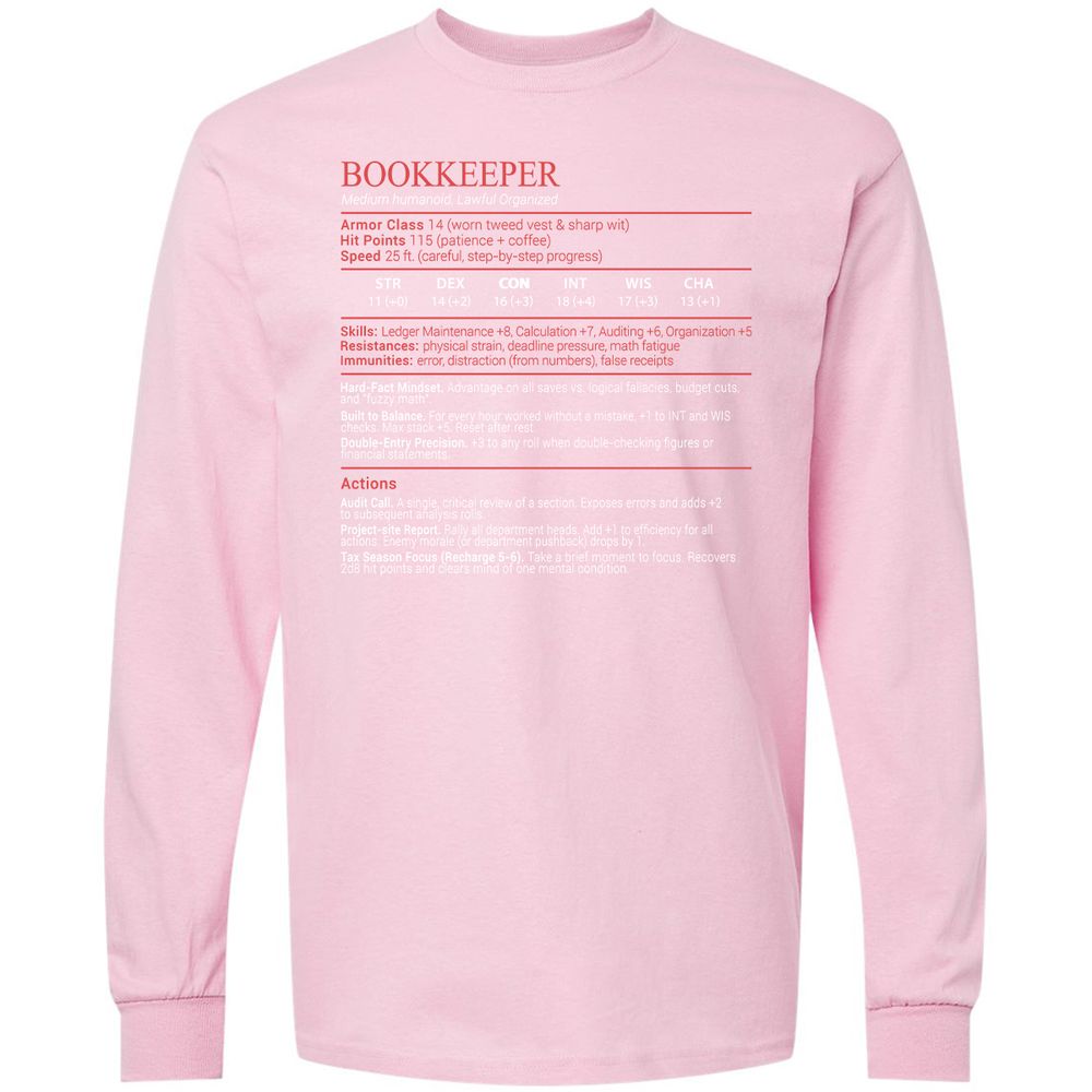 Bookkeepper Stats Block - Light Pink - 16