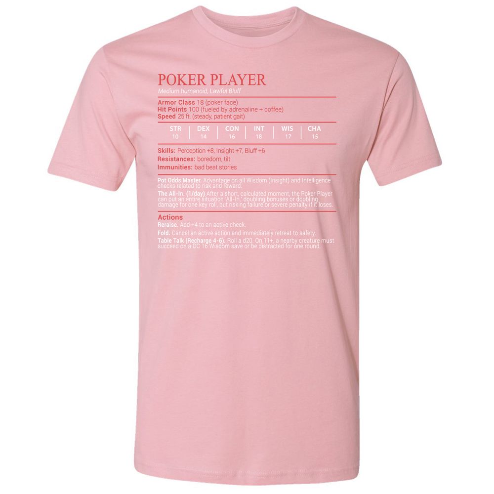 Poker Player Stats Block - Light Pink - 16