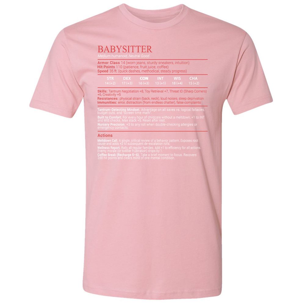 Baby Sitter Stats Block - Light Pink - 16