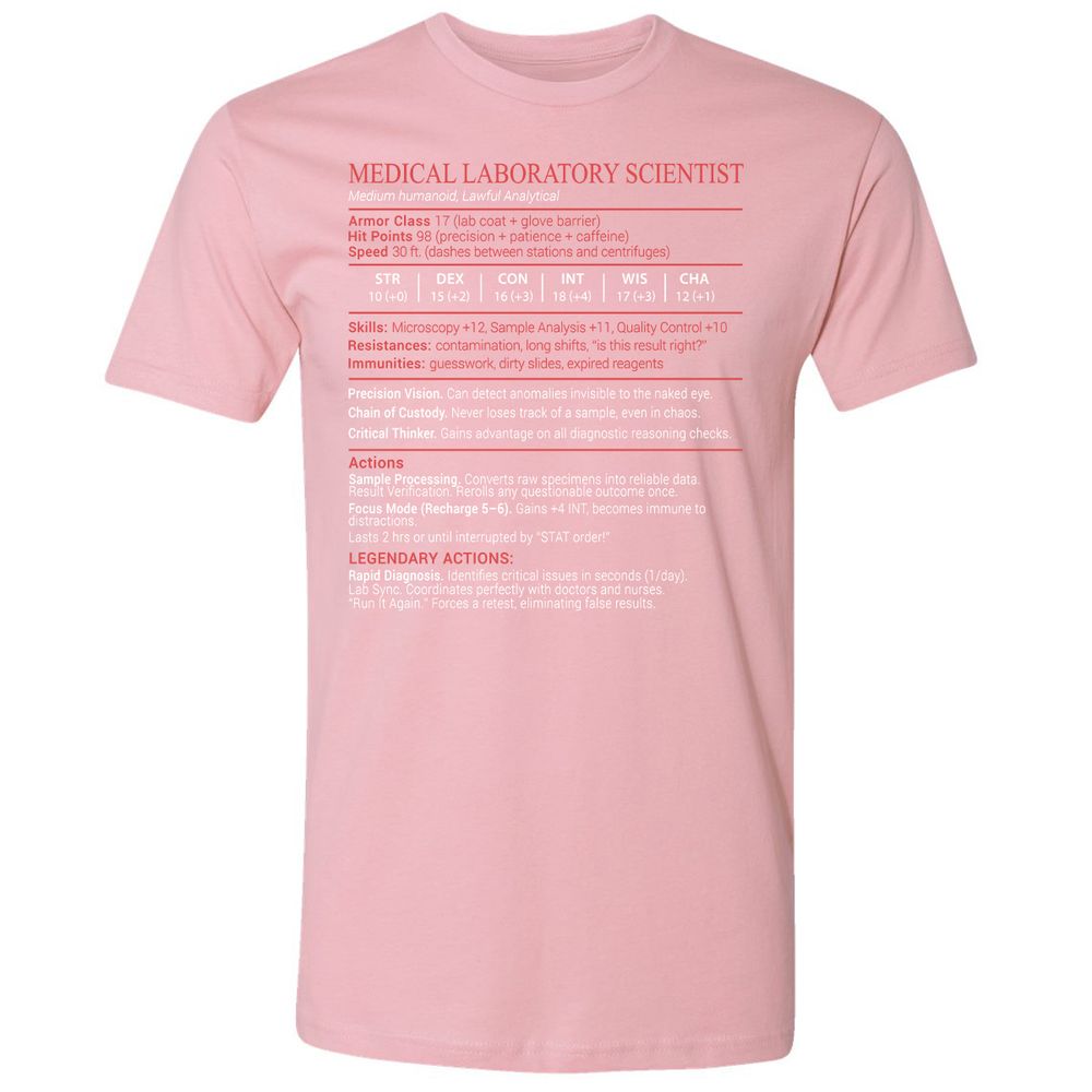 Medical Laboratory Scientist Stats Block - Light Pink - 16