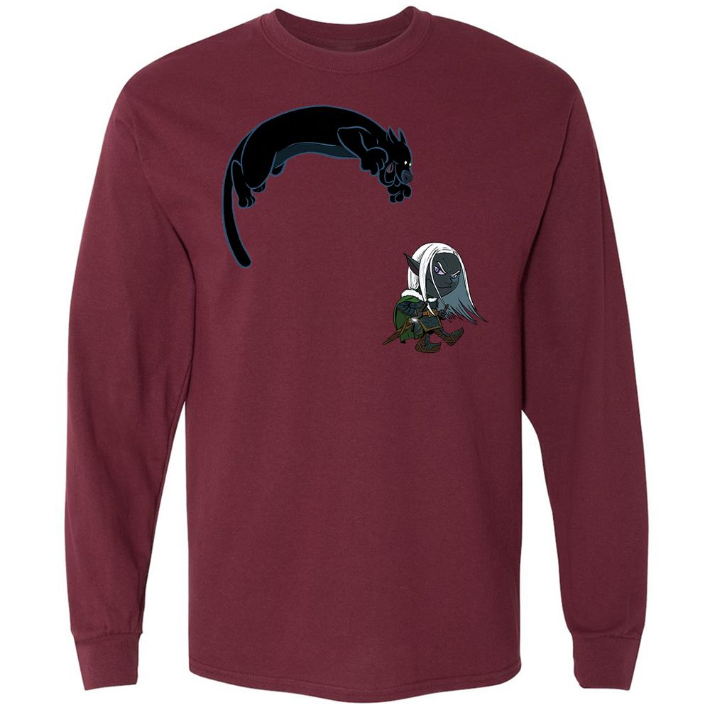 Drizzt and Guenhwyvar Long Sleeve T-Shirt - Maroon - 16