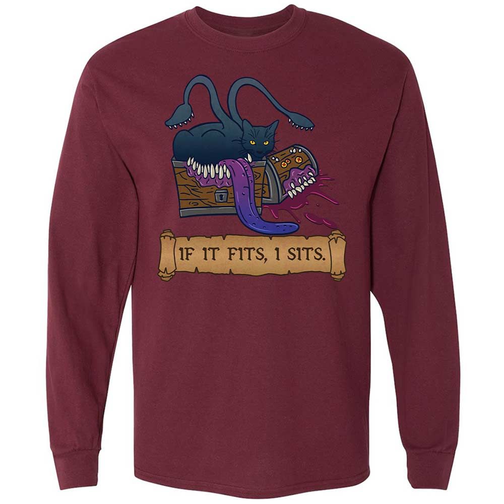 If It Fits I Sits Long Sleeve T-Shirt - Maroon - 16