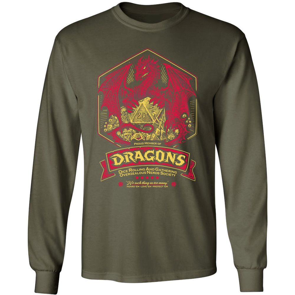 Fantasy Dragon With Dice - Military Green - 16