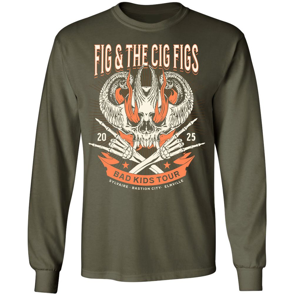 Fig and the Cig Figs, Dimension 20 Long Sleeve T-Shirt - Military Green - 16