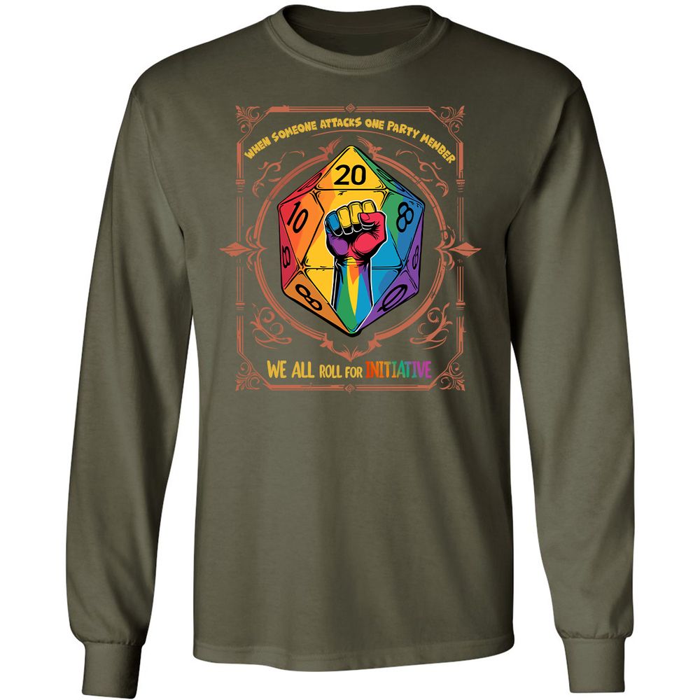 Roll For Initiative Long Sleeve T-Shirt - Military Green - 16
