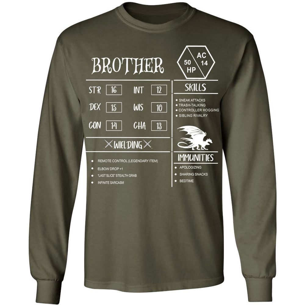Brother Stats Long Sleeve T-Shirt - Military Green - 16