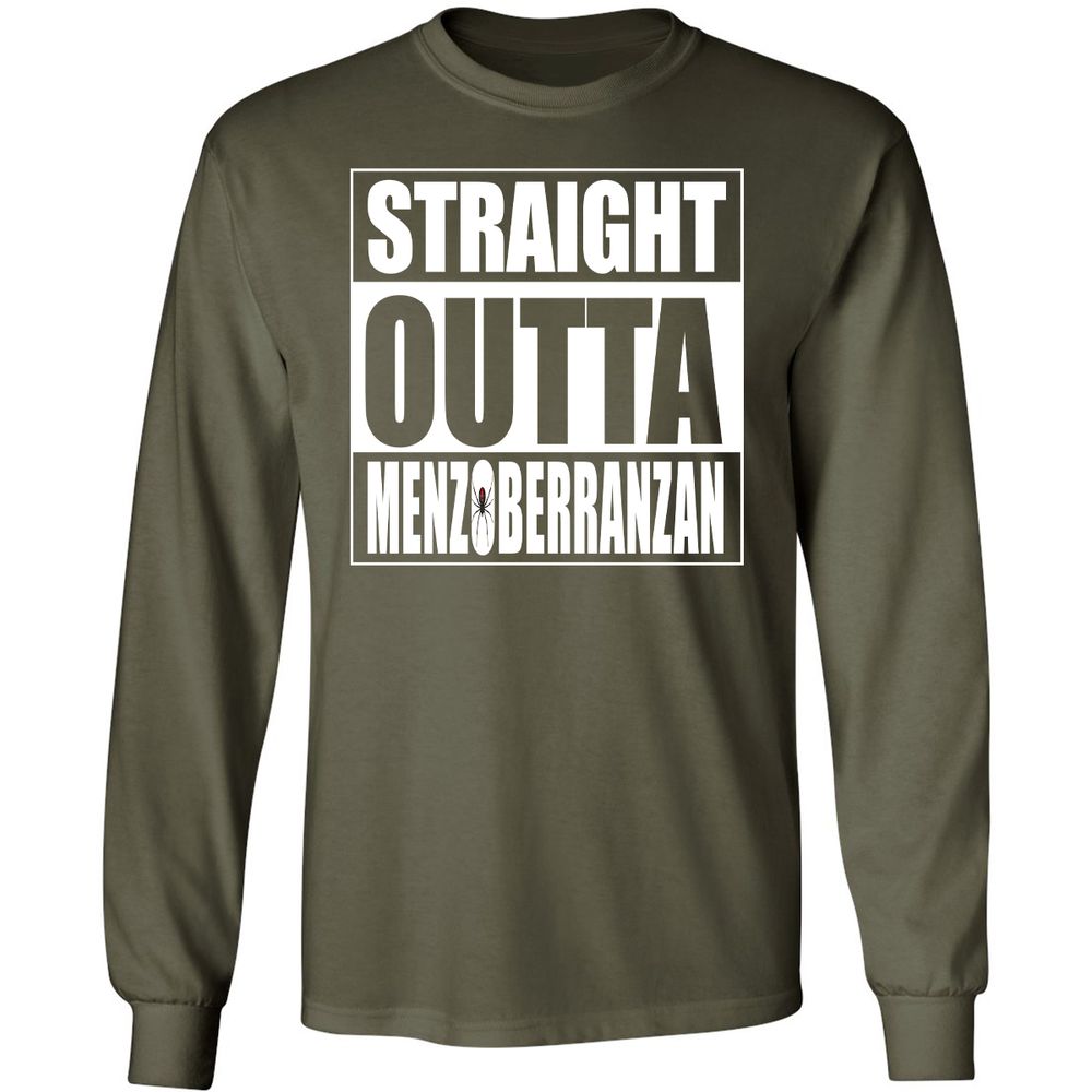 Straight Outta Menzoberranzan Long Sleeve T-Shirt - Military Green - 16