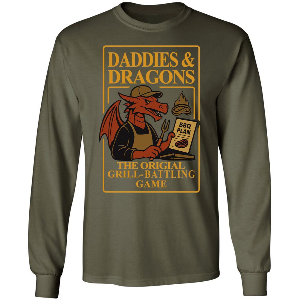 Daddies & Dragons Long Sleeve T-Shirt - Military Green - 16