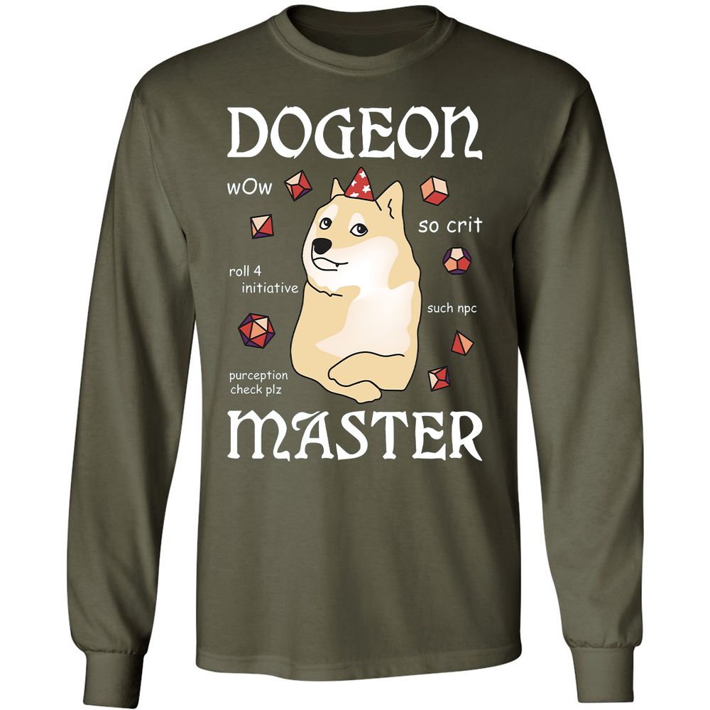 Dogeon Master Long Sleeve T-Shirt - Military Green - 16